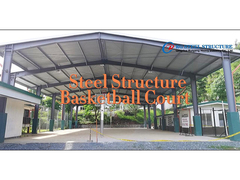 cancha de baloncesto con estructura de acero