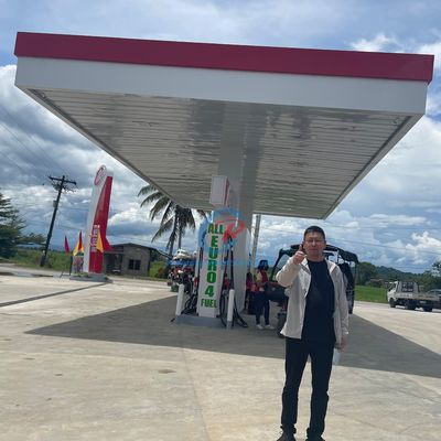 Estación de gasolina de estructura modular de acero, refugio de cobertizo de acero reciclable