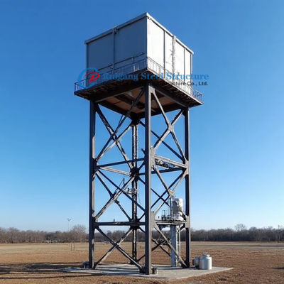 Galvanización Acero HDG Tanque de agua Con Acero Torre de agua Tanque de aguas Stand Industrial Diseño de modelos técnicos en 3D