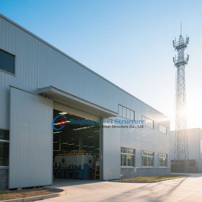 Almacén con estructura de acero galvanizado ligero y duradero con estética contemporánea moderna