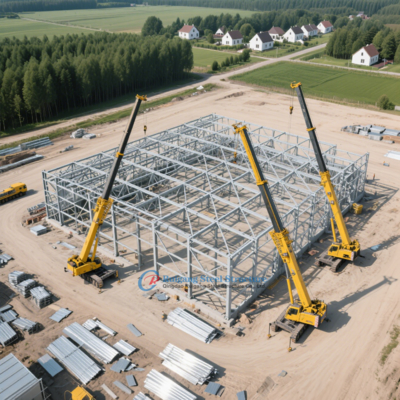 Gran Nave Industrial Prefabricada con Estructura de Acero PEB para Fábrica, Estructura de Acero y Taller de Fabricación de Vidrio
