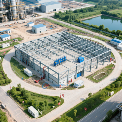 Taller de estructuras de acero PEB de gran envergadura prefabricado para uso industrial con grúa y ventilación